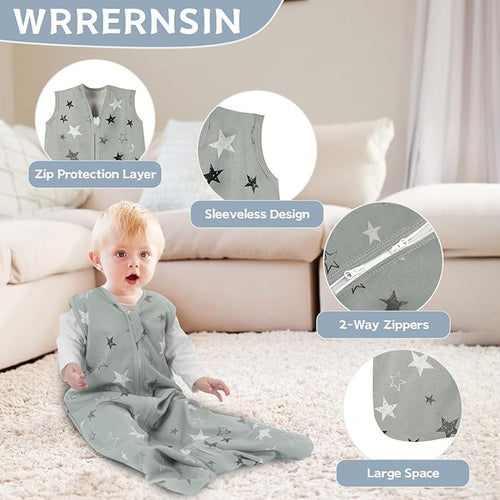 3 Pack Baby Sleep Sack 18-24 Months 100% Cotton TOG 0.5 Baby Sleeping Bag 2-Way Zipper Toddler Wearable Blankets Comfy Stretchy Summer Sleep Sacks