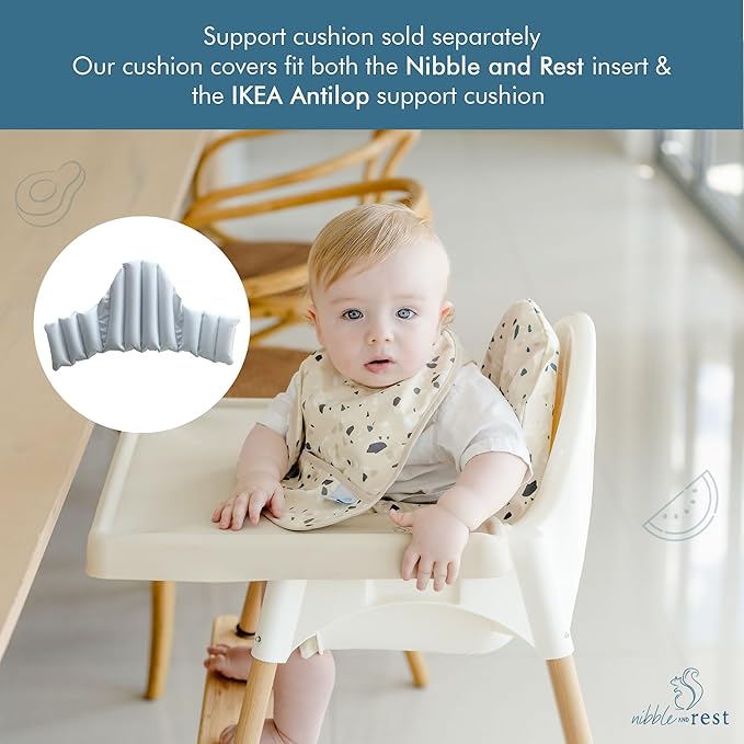 Nibble and Rest Highchair Cushion Cover for Inflatable Cushion, Compatible for IKEA Antilop Highchair,Accessories Stain-Proof and Wipeable Cover (Cushion NOT Included)(Safaripetals)