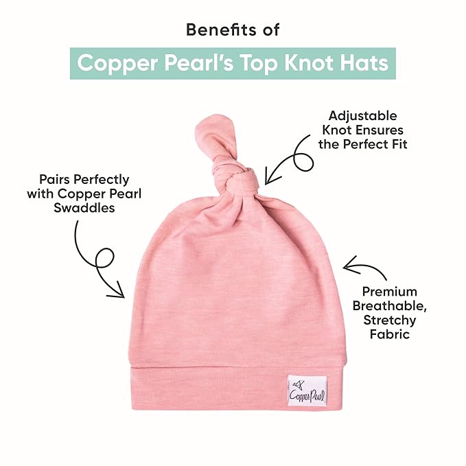 Copper Pearl Baby Beanie Hat Top Knot Stretchy Soft Midnight