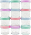 WeeSprout Baby Food Storage Glass Jars w/Lids (4 oz, 12 Pack) Pastel Variety, Snack, Reusable Small Containers, Fridge or Freezer, Microwave & Dishwasher Safe, Essentials for Infants