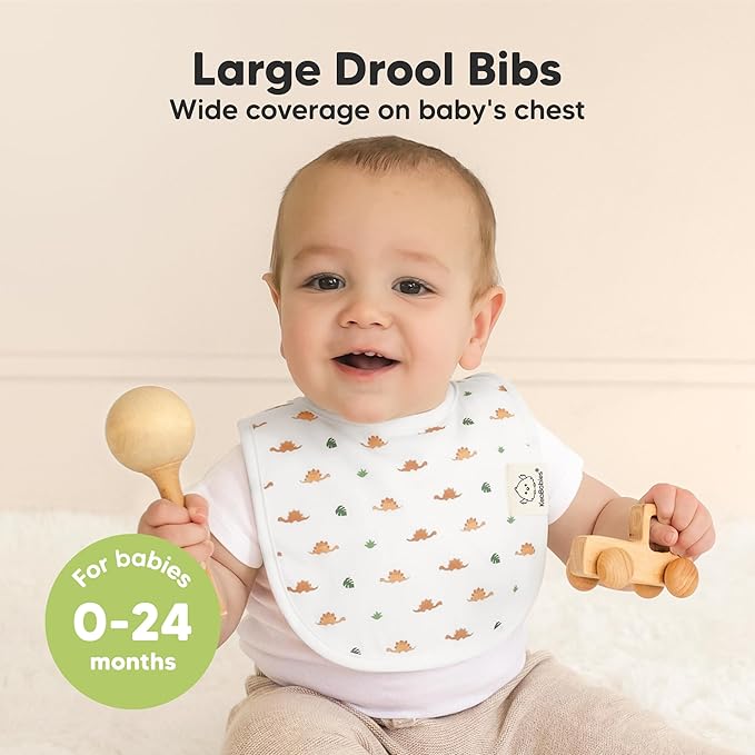 8-Pack Organic Baby Bibs for Boys, Girls - Soft Cotton Drooling and Teething Bibs for Baby Girl & Boy, Extra Absorbent, Easy To Clean & Put On for Toddler, Newborn, Infant 0-24 Months (Roarsome)