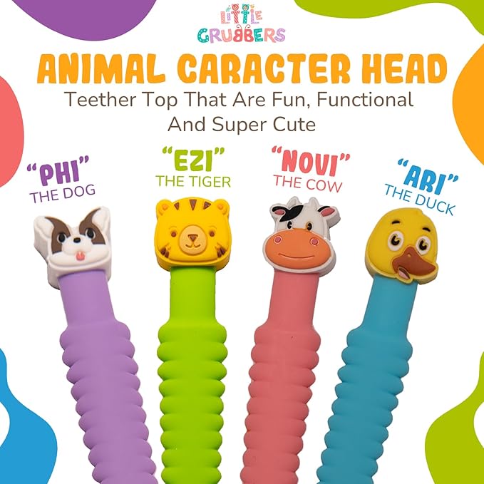 3-in-1 Silicone Baby Spoon Self Feeding 6+ Months - Pediatric OT Designed Teether Spoon, BPA Free Toddler Utensils, Mess-Free, Fun for Baby Led Weaning Supplies, Dog & Cow