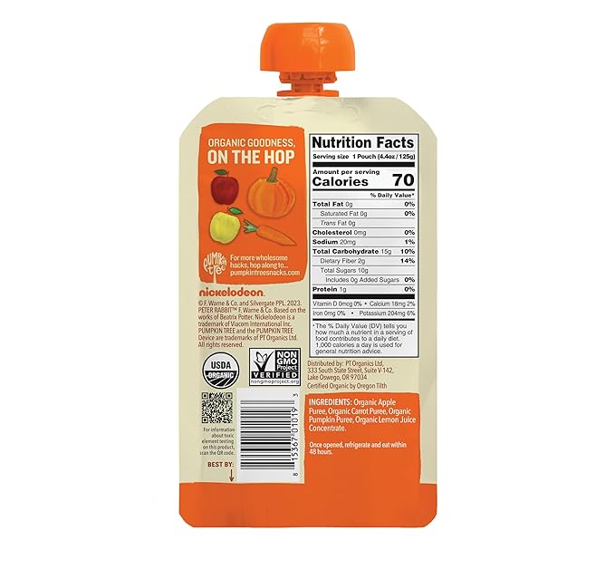 Pumpkin Tree Peter Rabbit Organics Apple, Carrot and Pumpkin Puree, 4.4 Ounce (Pack of 10)