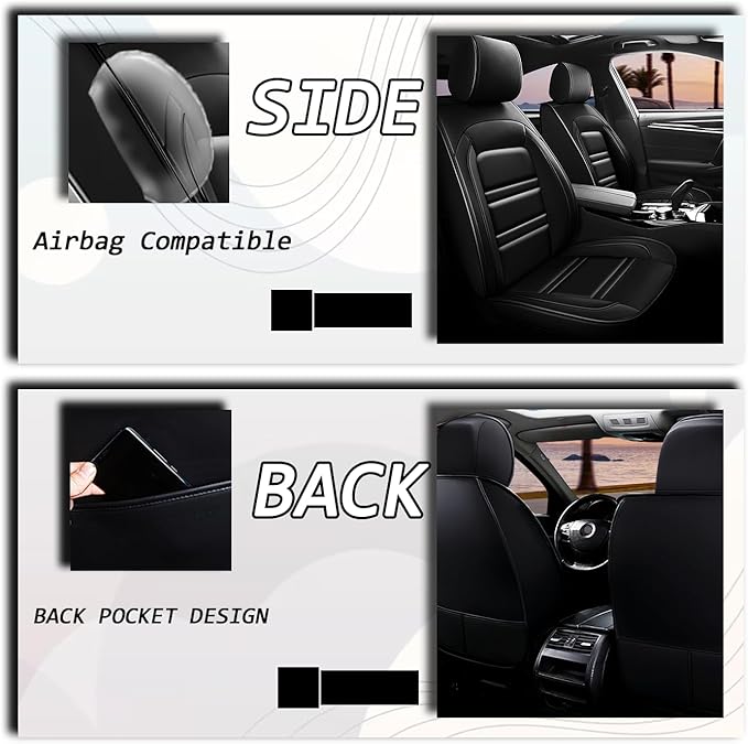 Seat Cover for Ford Edge 2007-2024 | Car Seat Covers Front Seats, Waterproof Seat Protectors, Automotive Front Seat Covers (Front Seat, Black)
