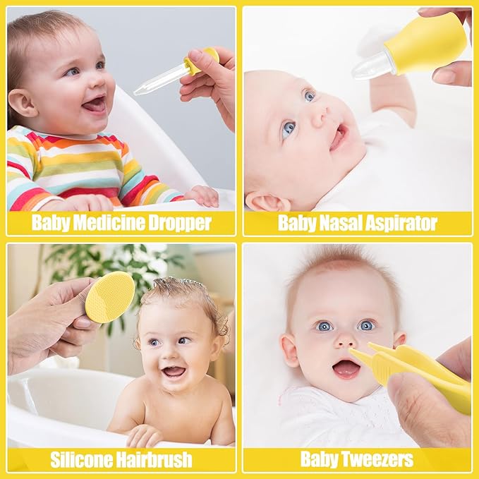 Baby Healthcare and Grooming Kit for Newborn Kids, 24PCS Upgraded Safety Baby Care Kit, Newborn Nursery Health Care Set, Baby Care Products (Yellow)