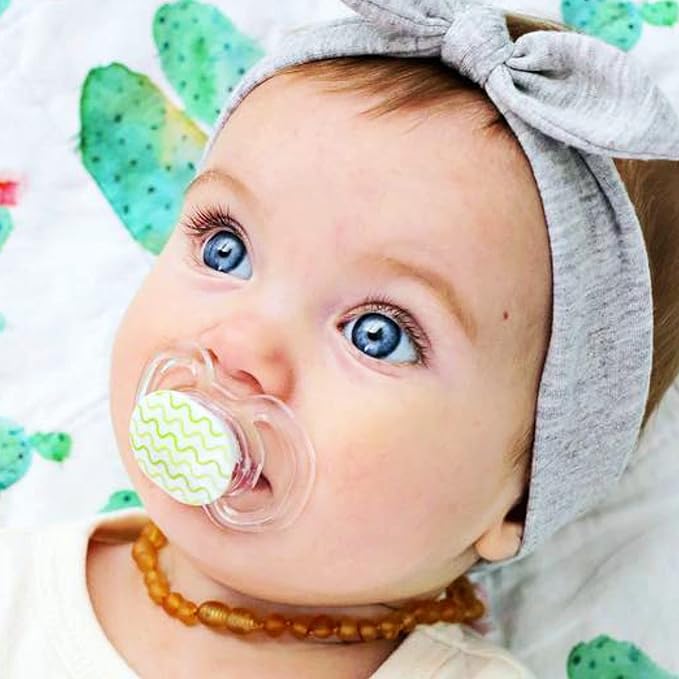 Smilo Baby Pacifier with Orthodontic Design for Healthy Dental Development - Stage 3 for Babies 9+ Months - Pack of 3X 100% Silicone Pacifiers BPA Free - Green