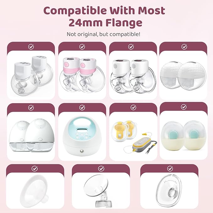 Flange Inserts 21mm for 24mm Flange/Shield, Flange Sizing Kit Silicone Flange Insert, Reduce 24mm Nipple Tunnel Down to 13mm, Breastfeeding Essentials Kit for New Moms, 2PCS