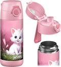 Jarlson® Mali Children's Water Bottle, Thermal Stainless Steel Water Bottle, BPA-Free, Leak-Proof, Children's Bottle with Chug Lid, Bottle for School, Nursery (Cat 2.0, 12 oz)