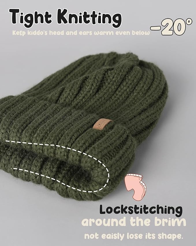 FURTALK Kids Winter Hat Toddler Knitted Beanie with Faux Fur Pom Poms for Baby Girls Boys