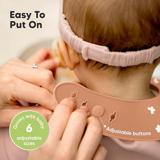 KeaBabies 2-Pack Silicone Baby Bibs for Eating - Sturdy Food-Grade Silicone Bibs for Babies Girl, Boy, Large Food Catcher, Clean & Put On Easily, Waterproof Toddler Feeding Essentials (Butterflies)