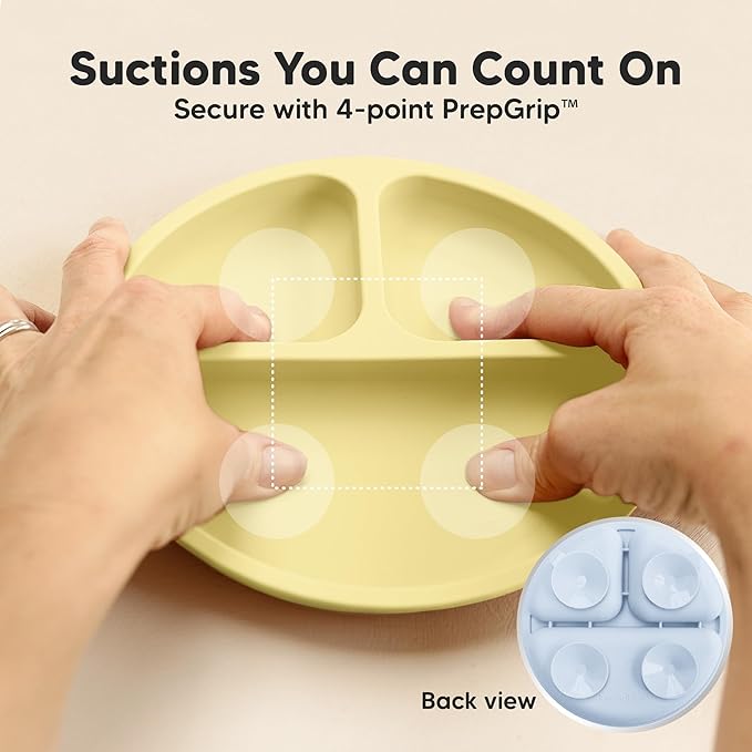 KeaBabies Suction Plates for Baby, Toddler - 3-Pack 100% Silicone Toddler Plates with Suction, Divided, BPA-Free Baby Led Weaning Essentials for Kids, Dishwasher, Microwave Safe, Durable (Popsicle)