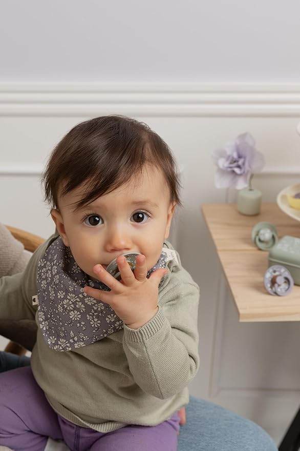BIBS De Lux Liberty Soother 2-Pack, BPA Free Dummy Pacifier, Round Nipple. Silicone, Made in Denmark, OneSize (0-36 Months), Capel Sage