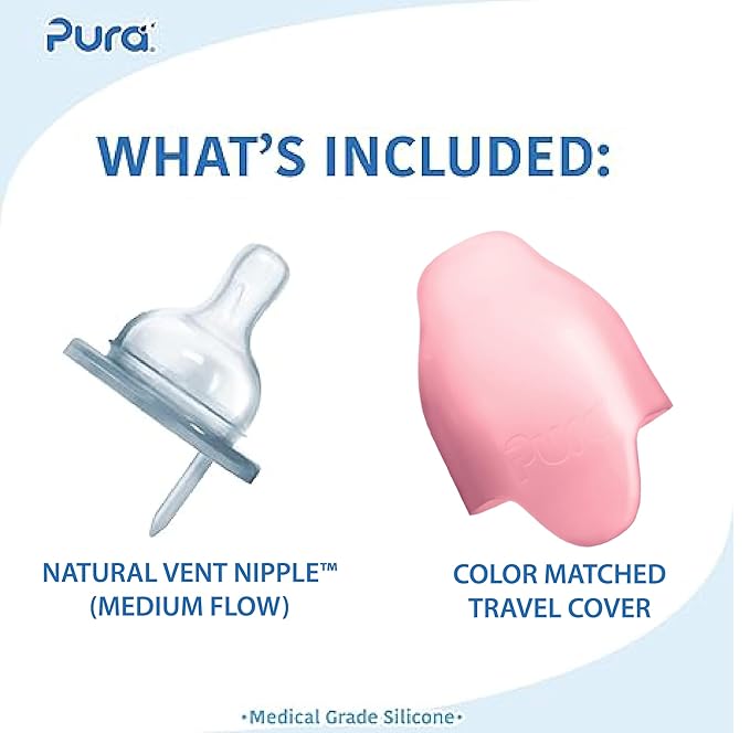 Pura Kiki 7oz Stainless Steel Insulated Infant Bottle – Includes Silicone Medium-Flow Nipple & Sleeve – Anti-Colic, Plastic-Free, MadeSafe Certified