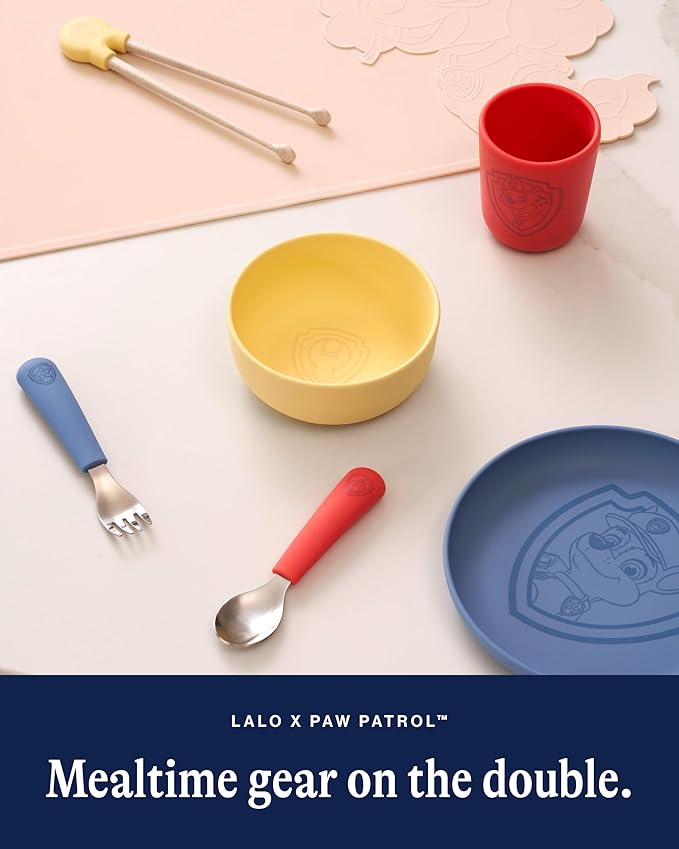 Lalo PAW Patrol Chopsticks For Kids - Set of 2 Training Chopsticks Made of Silicone and Eco-Friendly Wheat Straw PP - Ages: 2 Years And Up - Easy to Clean & Dishwasher Safe - Marshall