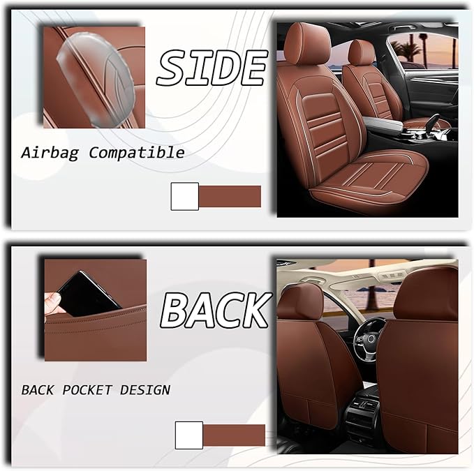 Seat Cover for Infiniti qx56 2004-2013 | Car Seat Covers Front Seats, Waterproof Seat Protectors, Automotive Front Seat Covers (Front Seat, Coffee)