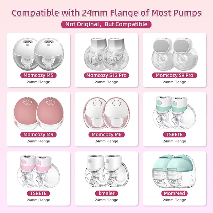 Flange Inserts 13/15/17/19/21mm 10PC Compatible with Momcozy S12 pro/S9 pro/S9/S10/S12/Medela/TSRETE/Spectra/Bellababy etc 24mm Wearable Breast Pump, Reduce 24mm Tunnel Down to Correct Size