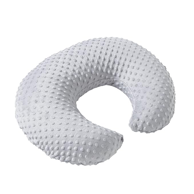 Nursing Pillow and Positioner with Cover for Breastfeeding and Bottle Feeding, Propping Baby, Tummy Time, Baby Sitting Support, Awake-Time Support (Grey, 22" x 17.7" x 5.9")
