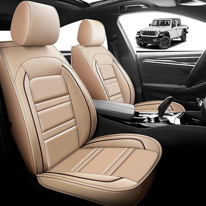 Seat Cover for JP Gladiator 2020-2025 | Car Seat Covers Front Seats, Waterproof Seat Protectors, Automotive Front Seat Covers (Front Seat, Beige)