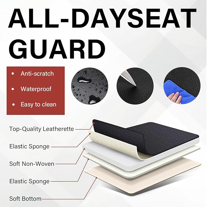 Leather Car Seat Covers Fit for LR LR4 2009-2016, 5 Seater Waterproof and Wear-Resistant Seat Cover Interior Accessories(Full Set,Black&Red)