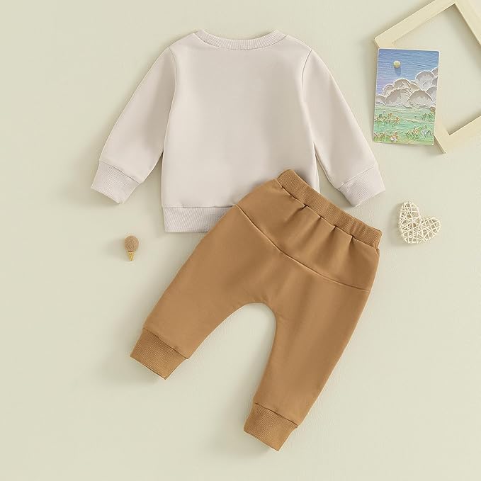 Kupretty Toddler Baby Boy Fall Winter Clothes Color Block Long Sleeve Sweatshirt Pullover Tops + Joggers Pants Outfit Set