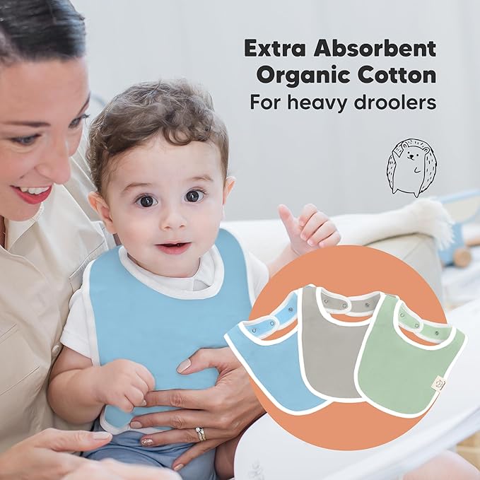 8-Pack Organic Baby Bibs for Boys, Girls - Soft Cotton Drooling and Teething Bibs for Baby Girl & Boy, Extra Absorbent, Easy To Clean & Put On for Toddler, Newborn, Infant 0-24 Months (Spring)