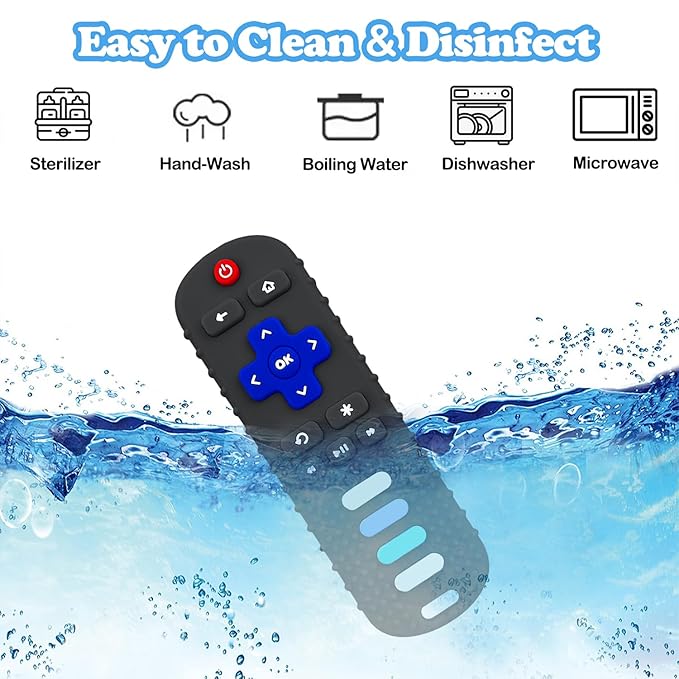 Baby Teething Toys, Food Grade Silicone Remote Control Teether for Babies 3 6 12 18 Months, TV Remote Shaped Chewing Toys for Boys and Girls, Freezer BPA Free