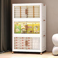 285Qt/70Gal Stackable Storage Bins with Lids and Divider, 3Pack Collapsible Drawers with Doors, Foldable Cabinet with Wheels, Plastic Closet Organizers Containers for Home, Dorm