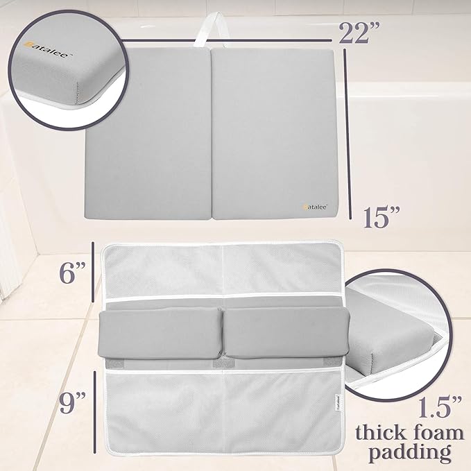 Premium Bath Kneeler, Baby Bath Kneeler and Elbow Rest Pad Set, Kneeling Pad for Bathing Baby, Knee Pads for Bathing Babies (Gray, X-Large (22 Inches × 15 Inches))