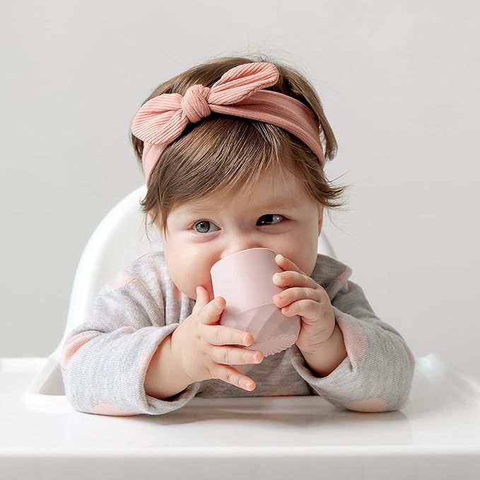 SAMiGO Silicone Baby Cups for 6-12 Months, Tiny Open Cups for Training and Water Drinking, Baby Led Weaning Supplies, 2 OZ