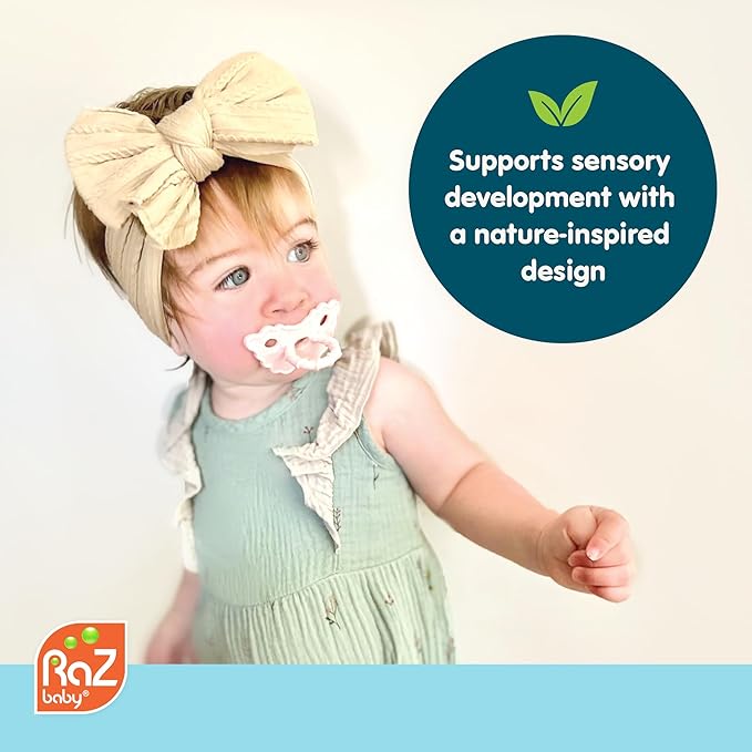 RaZbaby Monkey RaZbuddy w/RaZberry Teething Relief Pacifier – Soothes Sore Gums w/Nature-Inspired Texture, 100% BPA-Free Silicone Teether, Detachable Stuffed Animal – 3 Months+ Teether, Green