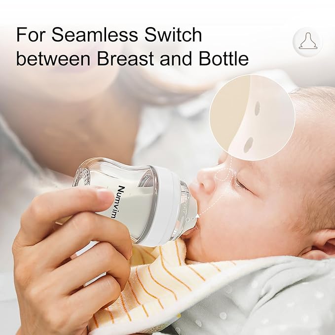 Natural Glass Baby Bottle Gentle & Extra Slow Flow, Newborn Breastfeeding Bottle with Anti Colic Nipple for 0 Months Babies, Includes S Nipples, (5Oz, 2 Packs)