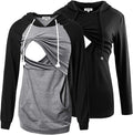 GINKANA Women's Nursing Hoodie Sweatshirt Long Sleeves Breastfeeding Maternity Tops Casual Clothes