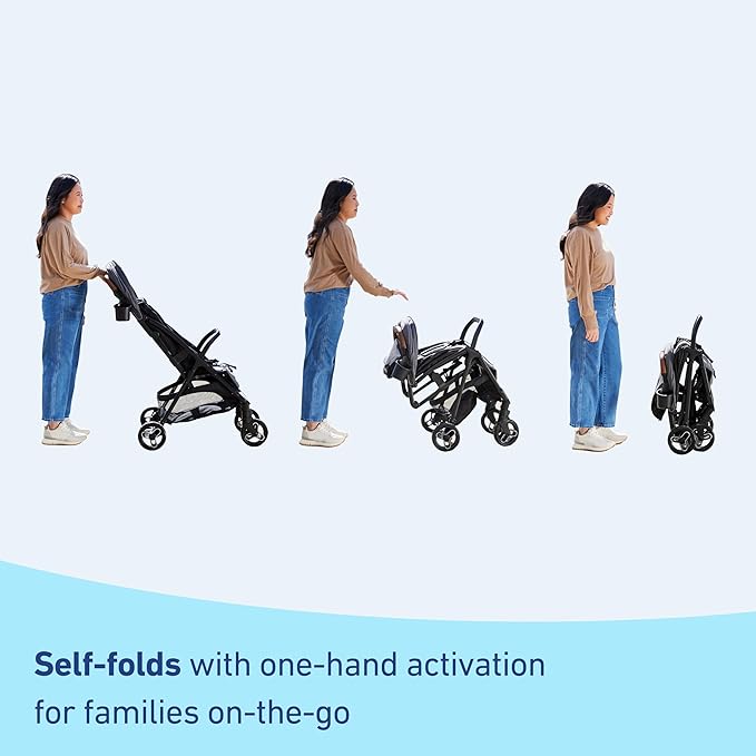 Graco Ready2Jet Compact Stroller – Overhead Friendly Compact Travel Stroller with Automatic Fold, Lilac Mod
