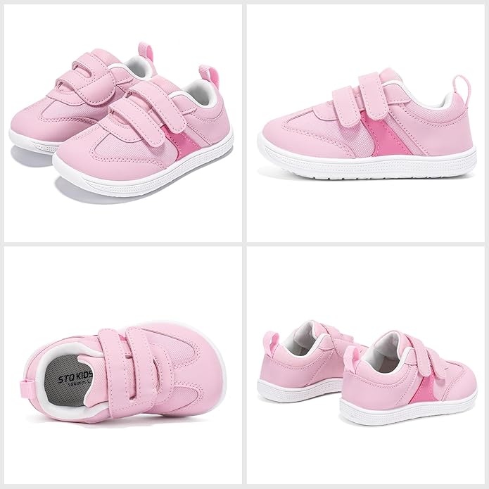 Toddler Wide Toe Box Barefoot Shoes Boys Girls Sneakers Zero Drop Kid Tennis Running Shoes Lightweight Non-Slip Comfortable Infant First Walking Shoe Outdoor Activities School