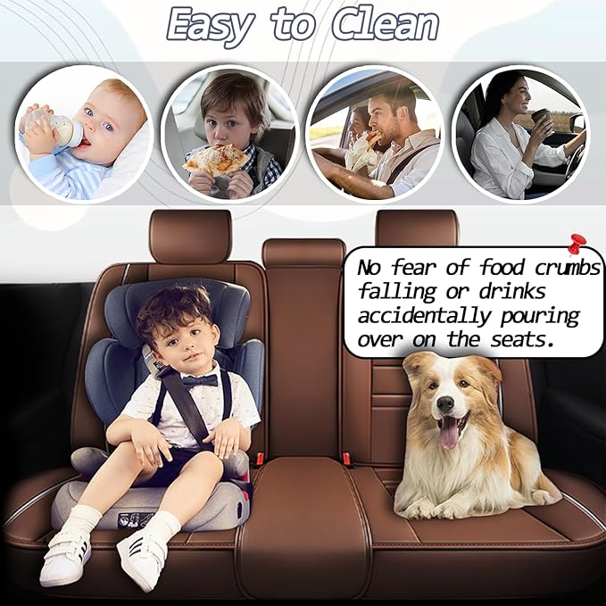 Car Seat Covers for Toyota Tundra 2000-2025 | 5-Seats Seat Covers, Waterproof Seat Protectors, Automotive Seat Covers (Full Set with Pillow,Coffee)