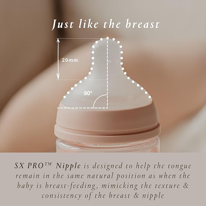 Suavinex Bonhomia Glass Baby Bottle with SX PRO Silicone Nipple, Anti Colic Baby Bottles, Baby Bottles for Breastfed Babies, Slow Flow, 0mo, 4oz, Mint