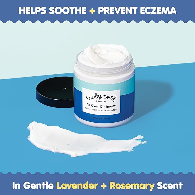 TUBBY TODD All Over Ointment - Baby Eczema Cream - Everyday Multi-Purpose Baby Skin Relief Cream - Sensitive Skin, Dry Skin & Irritation - Steroid & Gluten Free - Lavender Rosemary, 2 Pack 3.5oz & 8oz