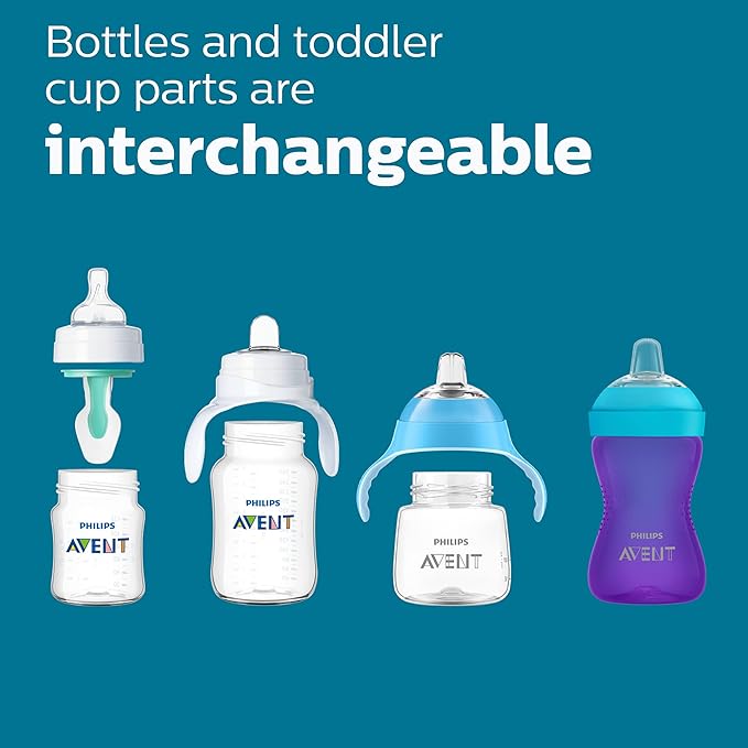 Philips Avent Anti-Colic Bottle with AirFree Vent, 9oz, with Flow 2 Nipples, 1m+, 4pk, Blue, SCY703/24 (Pack of 6)