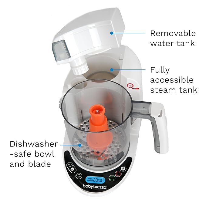 Baby Brezza One Step Baby Food Maker Deluxe – Auto shut Off, Dishwasher Safe Cooker and Blender to Steam + Puree Organic Food for Infants + Toddlers - Set of 3 Pouches + 3 Funnels