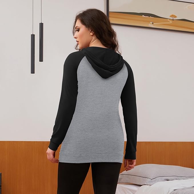 GINKANA Women's Nursing Hoodie Sweatshirt Long Sleeves Breastfeeding Maternity Tops Casual Clothes