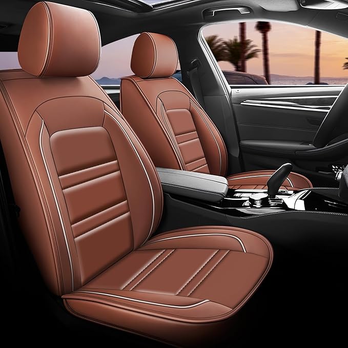 Seat Covers for Infiniti g37 2008-2013 | 5-Seats Leather Seat Covers, Easy to Install Automotive Seat Covers Full Set (Full Set, Coffee)