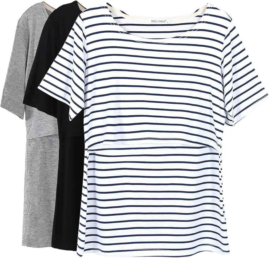 Smallshow Women's Maternity Nursing Tops Short Sleeve Breastfeeding Clothes