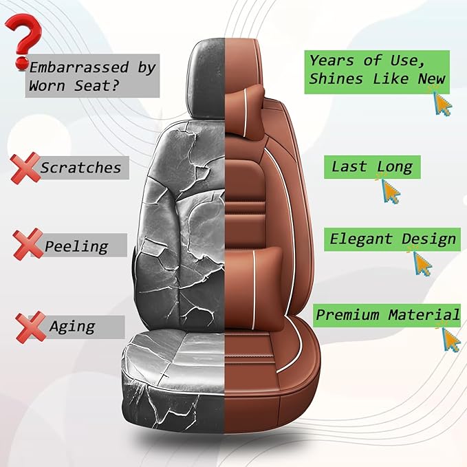 Car Seat Covers for Nissan Car Xterra 2000-2015 | 5-Seats Seat Covers, Waterproof Seat Protectors, Automotive Seat Covers (Full Set with Pillow,Coffee)