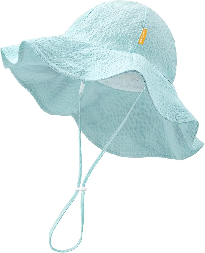 HONGTEYA Baby Sun Hat Toddler Girl Beach Hat Adjustable Outdoor Summer Hat UPF 50+ Sun Protection Wide Brim Infant Kids