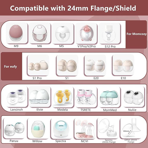 2pcs Upgraded Flange Inserts 18mm Compatible with Momcozy/Medela/Spectra/eufy/Elvie/Lansinoh/TSRETE/Paruu Wearable Pump with 24mm Shields/Flanges, Reduce 24mm Nipple Tunnel Down to 18mm