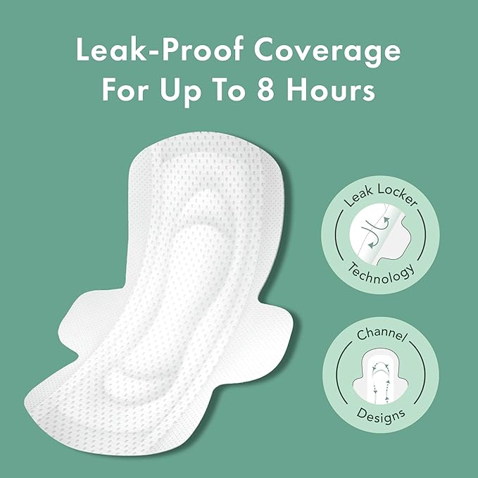 Rael Organic Cotton Cover Pads with Wings - Regular Absorbency, Unscented, Ultra Thin for Women (Regular, 42 Count)