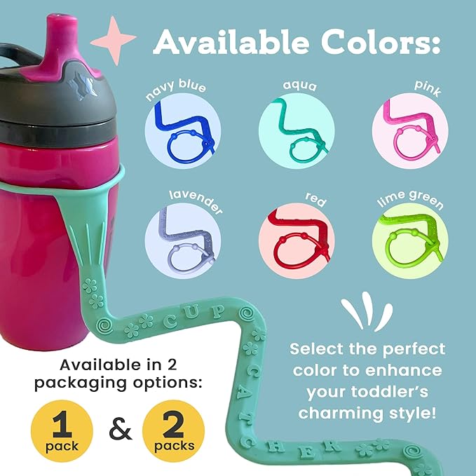 Brilli Baby Cup Catcher Patented Safety Tether Strap, Attach Sippy Cups, Bottles, Pacifiers & More to Stroller, High Chair, Car Seat, Made in USA, Food Grade, Dishwasher Safe (Lime & Lime)