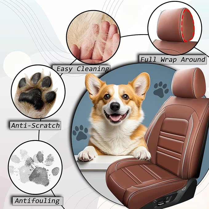 Car Seat Covers for Buick Lacrosse 2005-2019 | 5-Seats Seat Covers, Waterproof Seat Protectors, Automotive Seat Covers (Full Set with Pillow,Coffee)