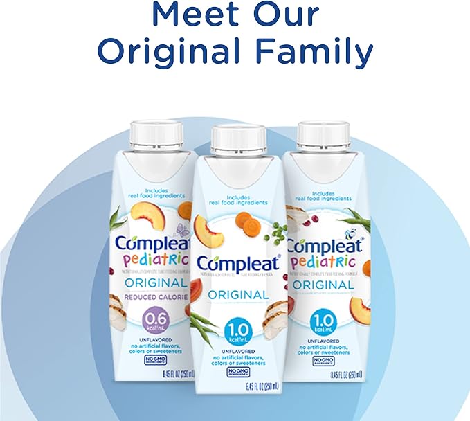 Compleat Pediatric 0.6mL, Reduced Calorie Nutritionally Complete Tube Feeding Formula, Unflavored, 24 Pack
