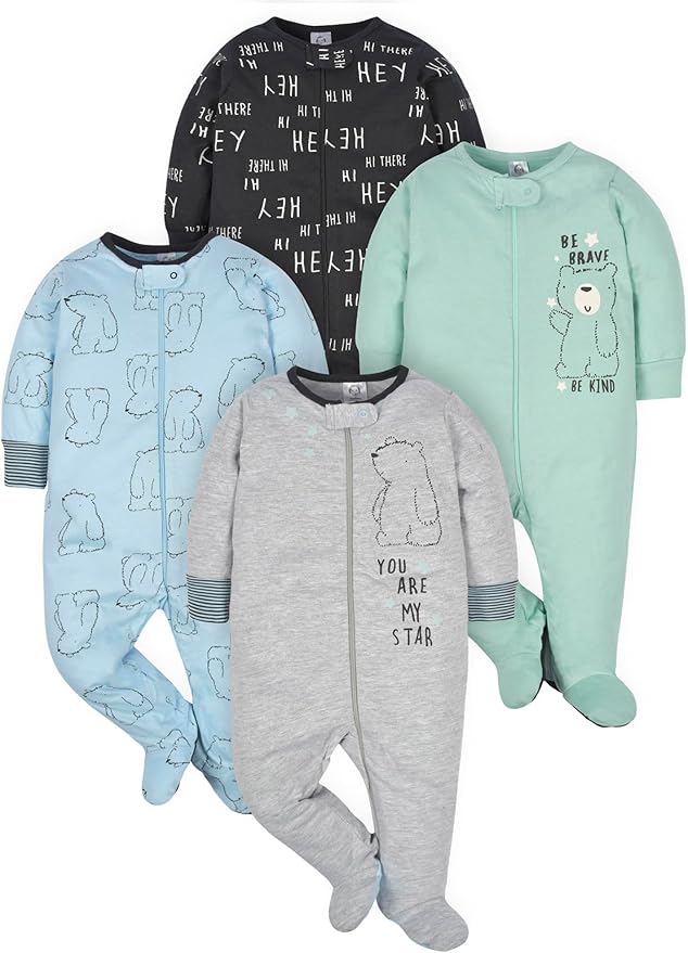 Gerber Baby Boys 4 Pack Sleep 'N Play Footie